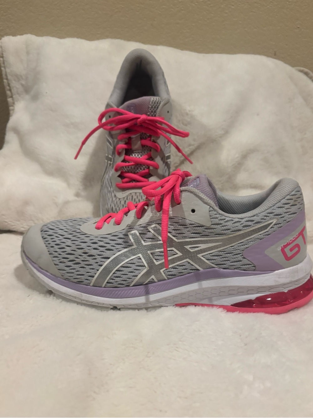 Asics Gray and Hot Pink Women's Athletic Running Shoes